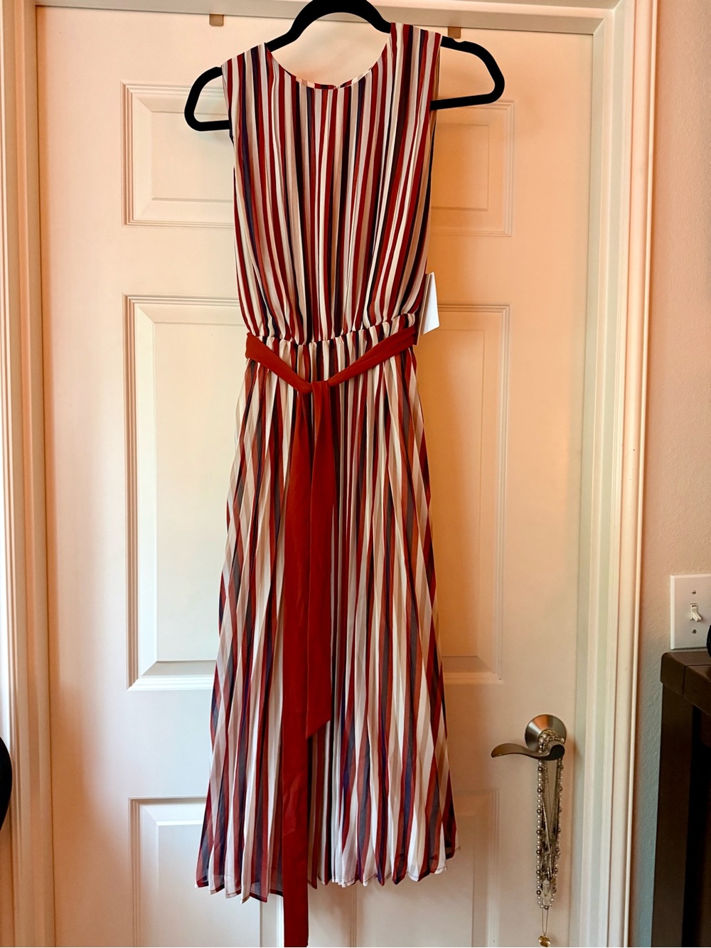 Halogen Pleated Belted Midi Dress
